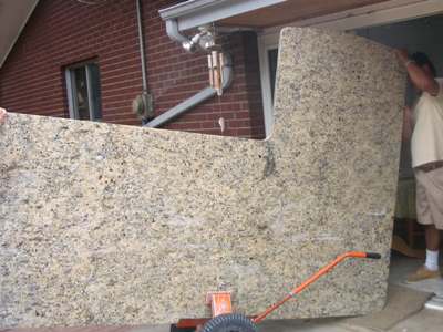 This is the mother-of-all granite counter tops being installed in Lakewood, Colorado.