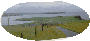 Ein typisk landsby p Shetland.